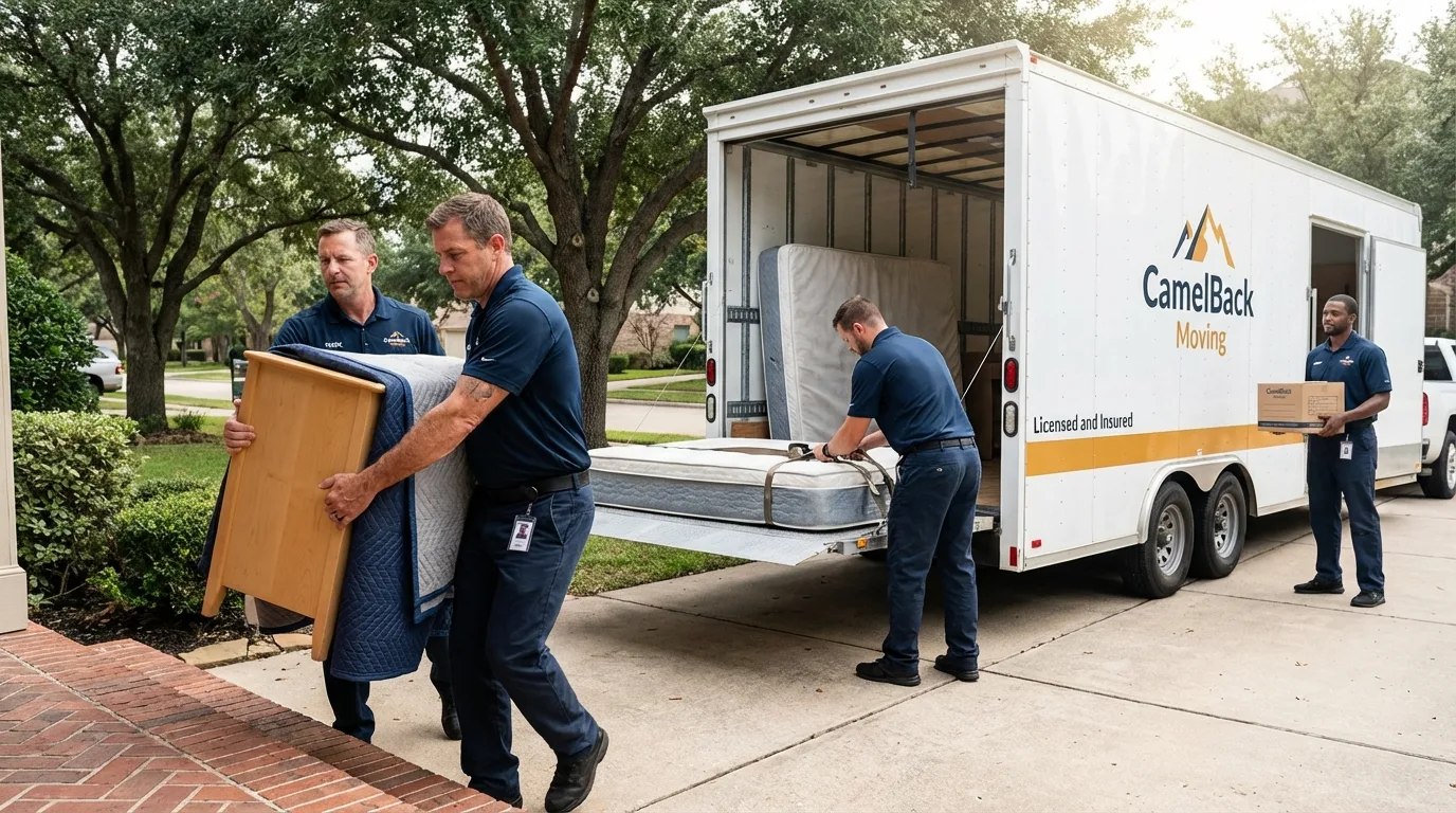Crew loading residential truck for cross-state move from Weare, NH